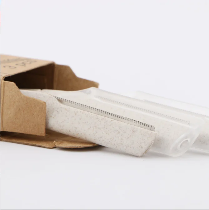 3pcs Wheat Straw Eyebrow Razor Trimmer Biodegradable Facial Hair Remover Trimmer