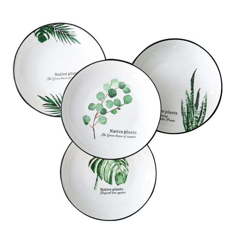 Japanese style Porcelain white round plate set ceramic dishes pizza pasta noodle plates for hotel restaurant