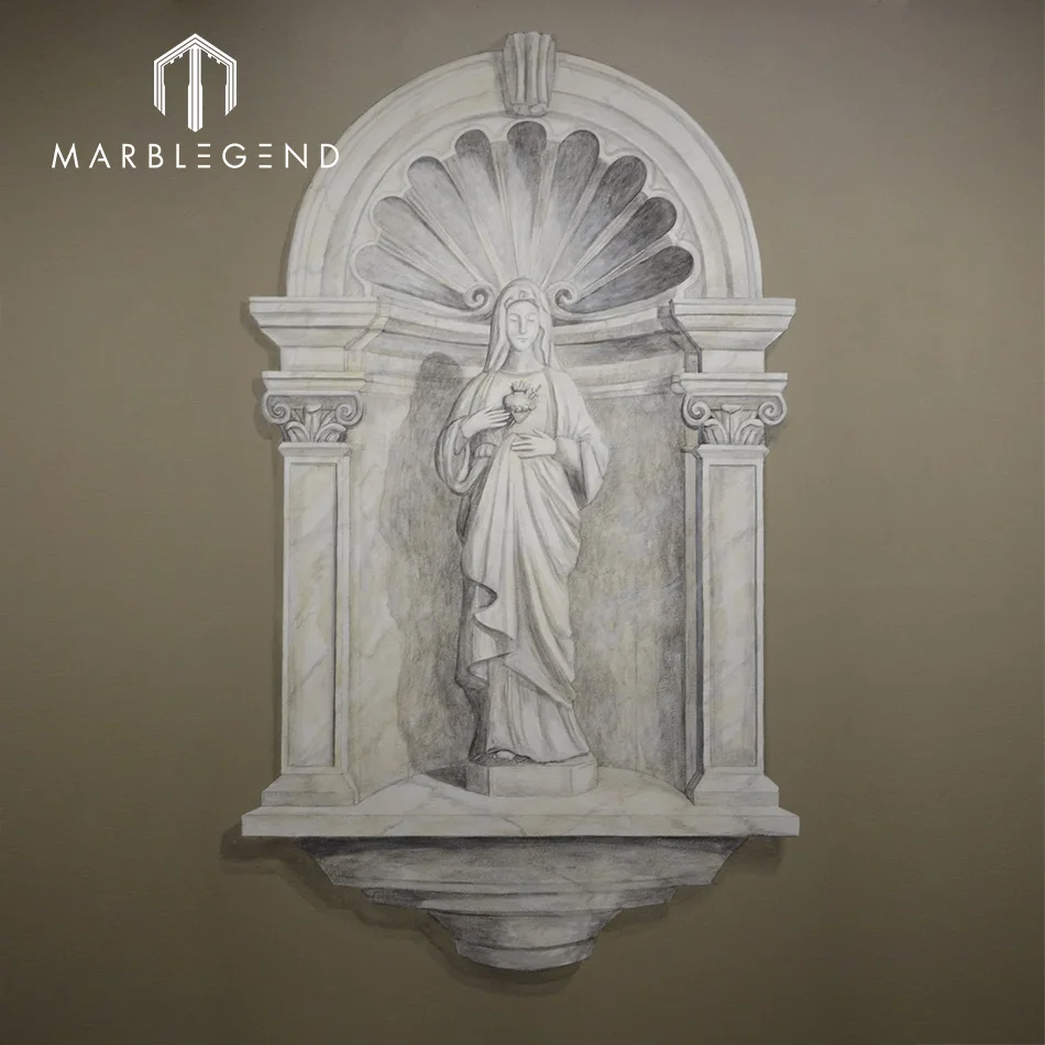 Наружная ручная резная каменная статуя ниши белый мраморный камень нишевое окружающее пространство