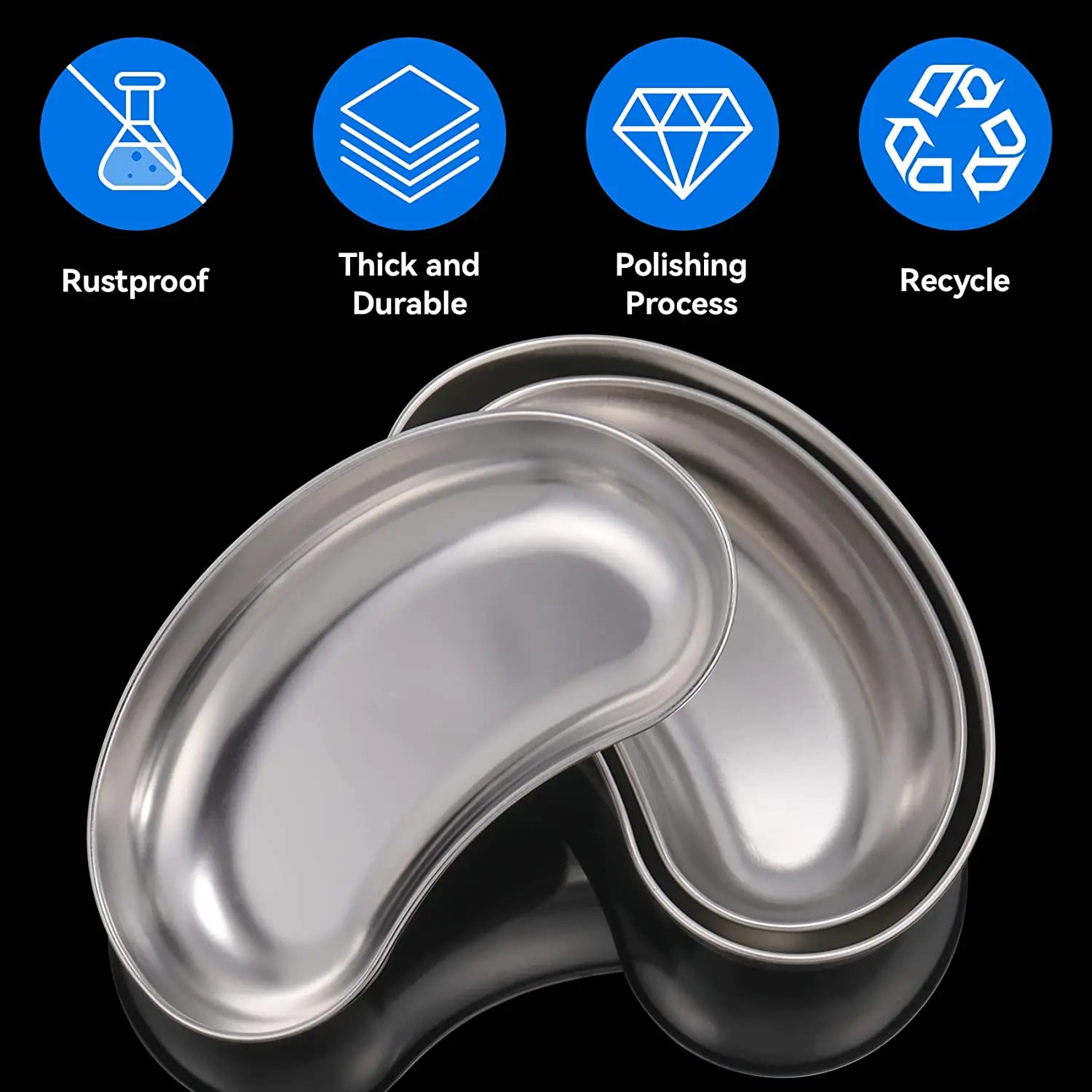 Medical Surgical Hospital Use Autoclavable Sterile 304 Stainless Steel Kidney Tray