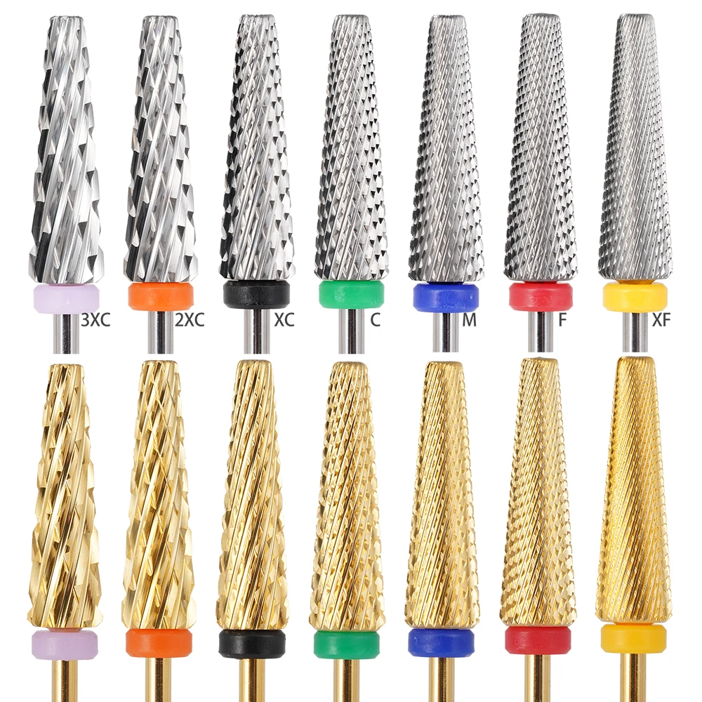 Time-saving Super Long 5 in 1 Cross Cut Bit Tapered Flute Serie Nail Bit Beauty Salon Tools Tungsten Carbide Nail Drill Bits