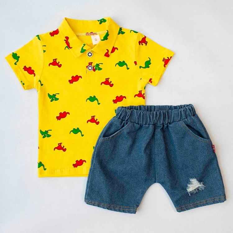 New fashion kids set print  tshirt shorts boy clothing toddler boy clothes set