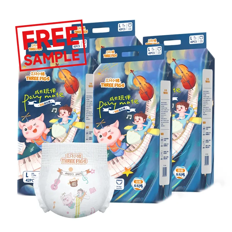 THREE PIGS easy pull up Size M disposable baby diapers/nappies baby happy diapers