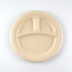 Eco Friendly Microwavable Dish for Restaurant Biodegradable Sugarcane Pulp Round Food 8inch Patterned tray disposable plates