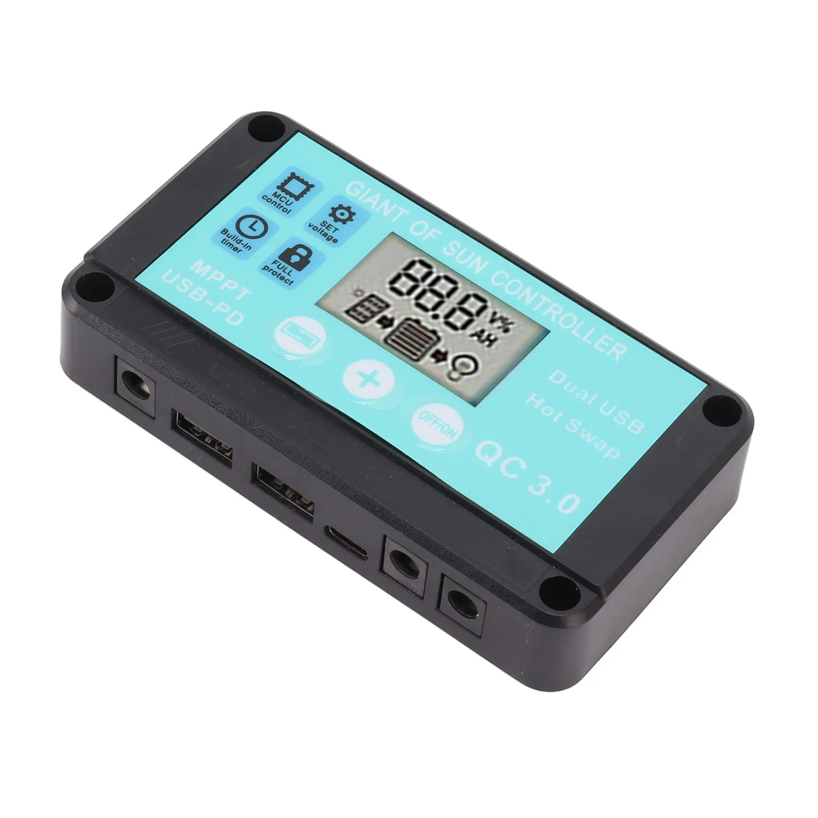 MPPT Solar Charge Controller 10-100A 12V/24V Multiple Protection Solar Regulator LCD Screen Fast Charging 3.0 Battery Charger