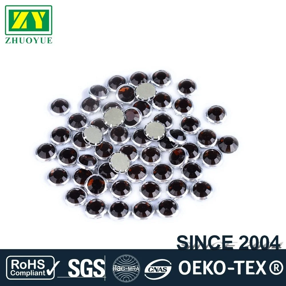 Jet Black SS20 Rimmed Glass Rhinestone with Nickle Free Silver Ring