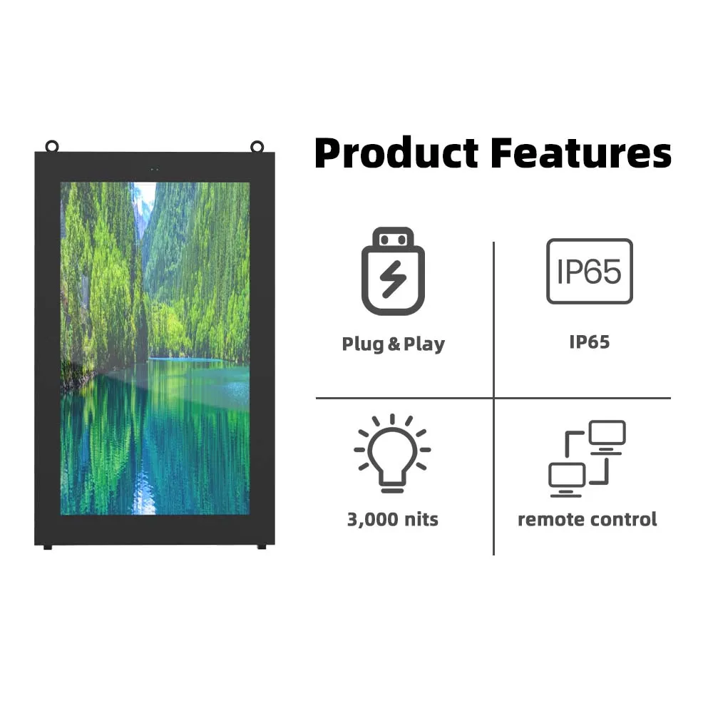 Outdoor Lcd Waterproof 32 43 55 65 Inch Advertising Screen Display Player Wall Mounted Digital Signage