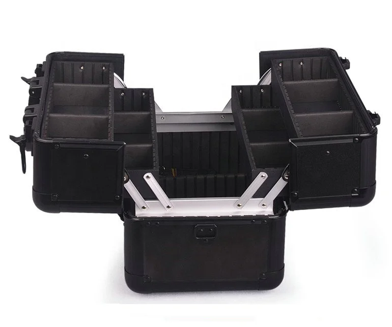 Fashion Style and Black Aluminum material Makeup tool case /Korean Multilayer Professional Cosmetic case