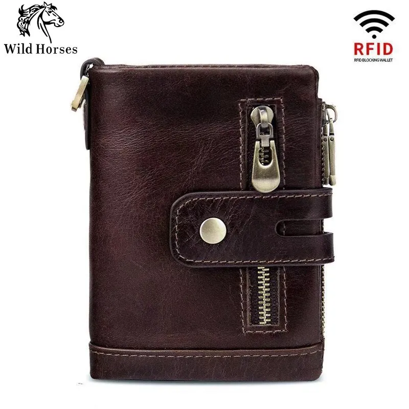 HUMERPAUL 100% Genuine Leather Male Purses With Zip Coin Pocket customize logo  Men Wallet And Card Holder Wallets Leather Men