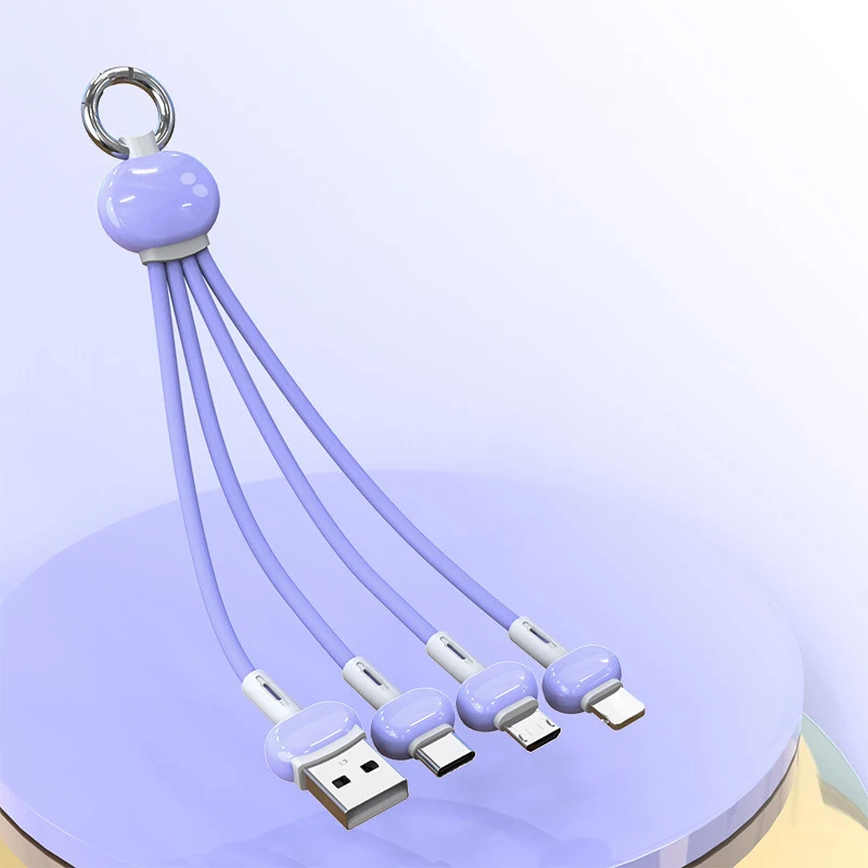 Прямая продажа с фабрики, акция, индивидуальный USB-кабель для зарядки, Модный Красочный дизайн, 3 в 1, несколько брелоков, зарядный кабель для телефона