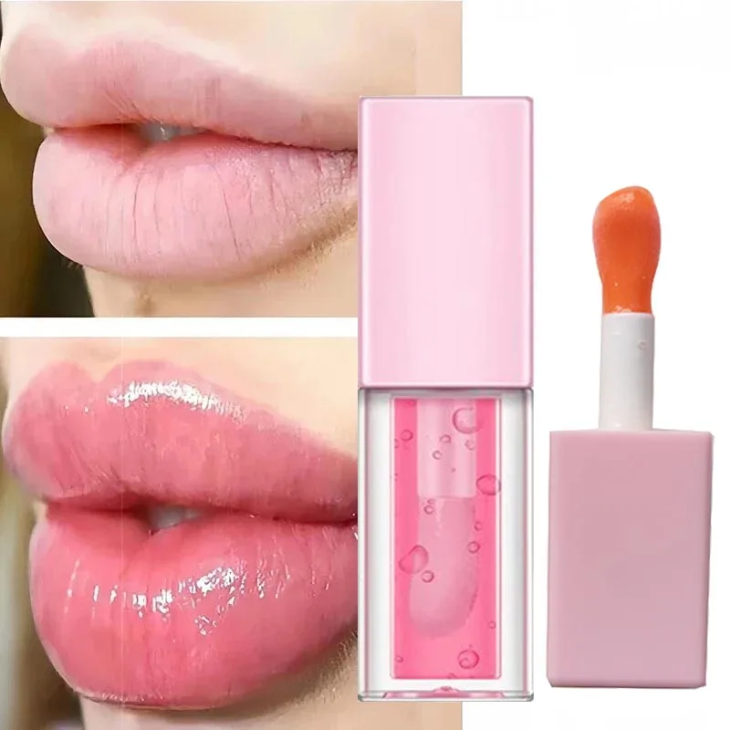 New arrivals vegan clear wholesale creamy custom logo color changing lip gloss oil hyaluronic acid light lip plumper