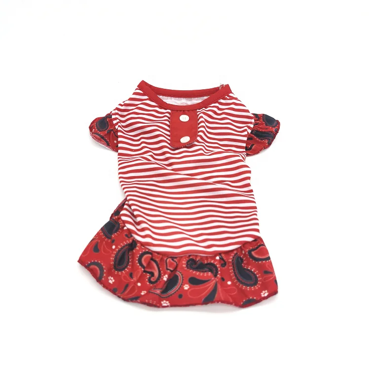 2021 New Pet Garment Sexy Girl Dog Dress Skirt Stripe Small Dog Red Summer Sport Puppy Pet Dress for dog
