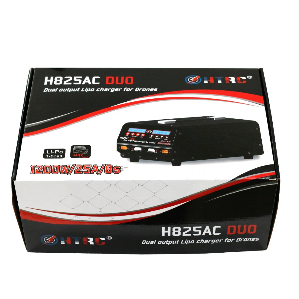 HTRC H825AC DUO 1-8s Lipo/Lihv Battery Balance Charger 1200W 25A Dual Output for Drone RC Toy Lipo Battery Balance Charger