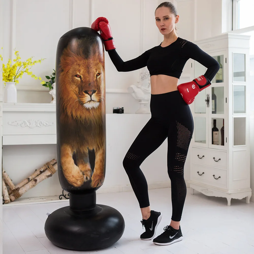 
Inflatable Thickened PVC Free Stand Vertical Sandbag Kick Boxing Tower Tumbler Inflatable Punching Bag for Adult Kids 