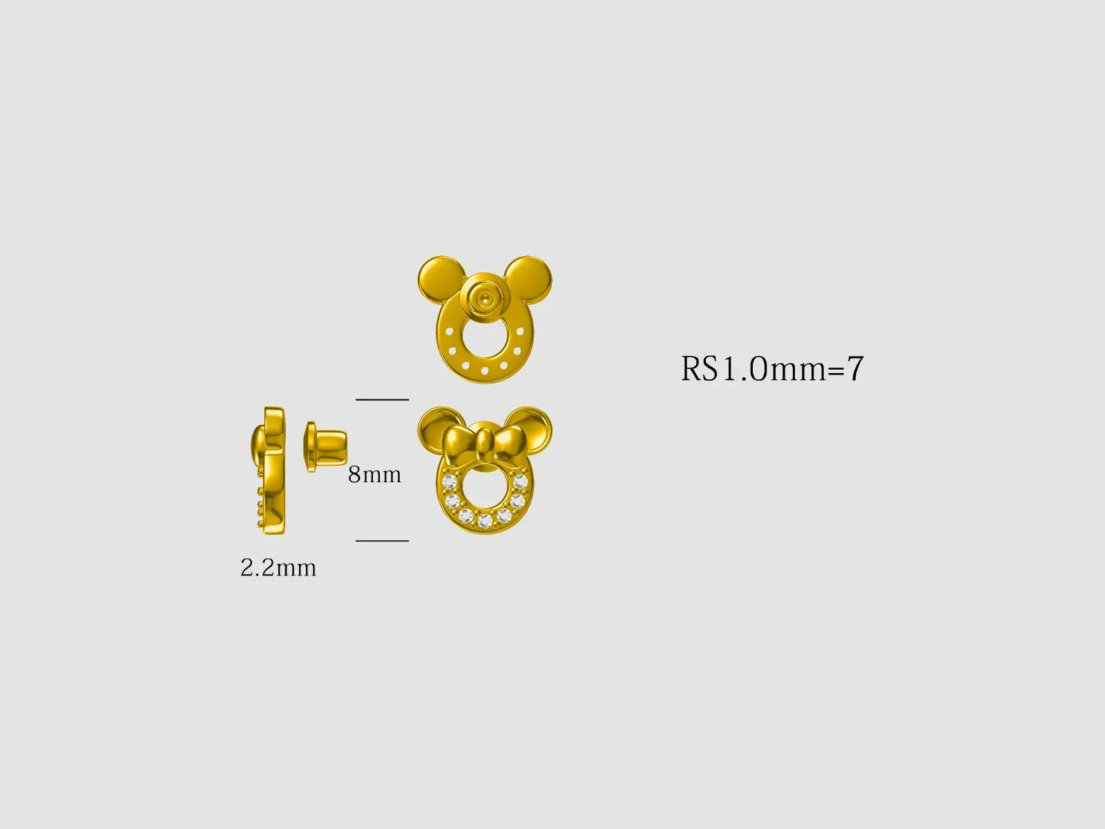 Для детей ясельного возраста 18K позолоченные мышь 925 стерлингового серебра детская серьги и ожерелье наборы для ухода за