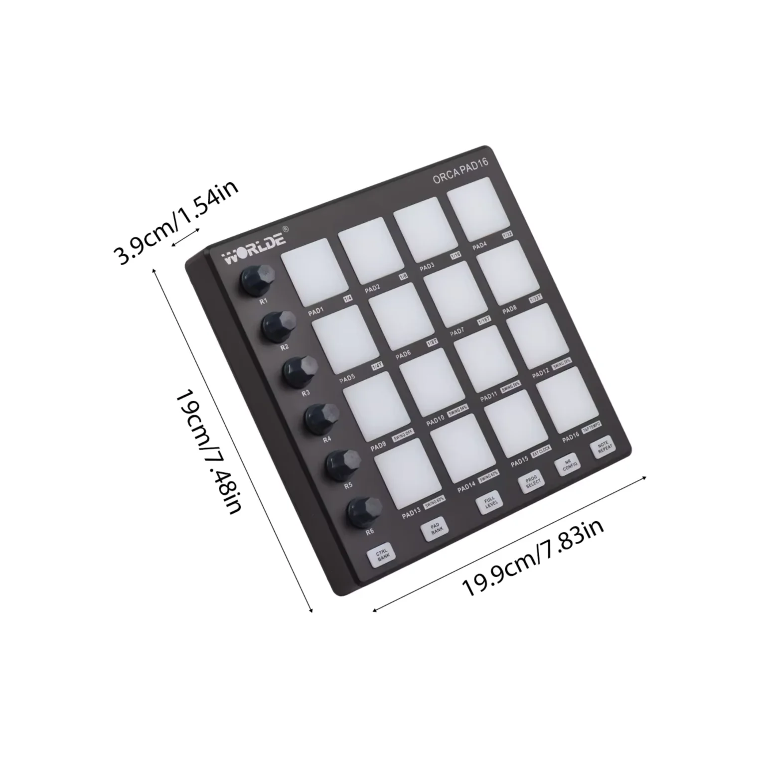 Worlde Orca Pad16 mini usb Midi Controller Keyboard DJ music audio studio electronic drums pad for wholesale musical instruments