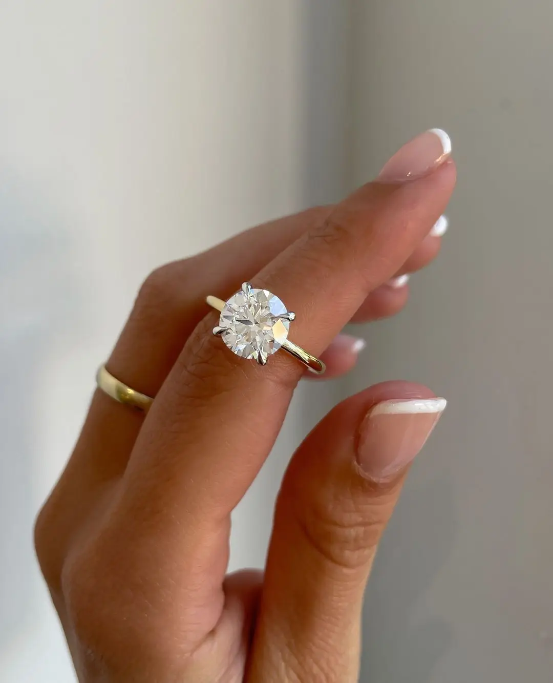 Бриллиантовое кольцо-Пасьянс 2CT Круглый сертификат IGI 18 карат двухтонное лабораторное обручальное кольцо с бриллиантами