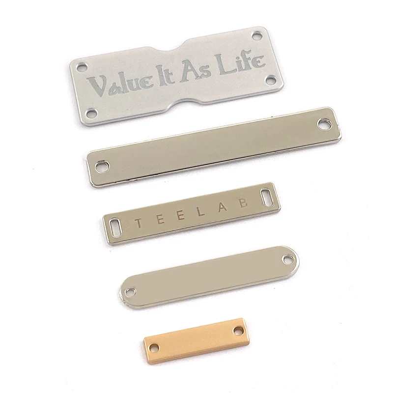 Garment Accessories Custom Square Letter Brand Metal Logo Name Tag Clothing Sewing Labels for Garment /Laser