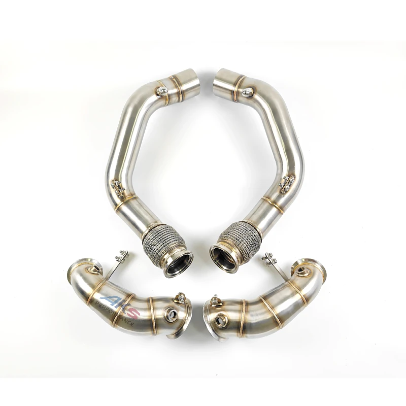 AKS Catless Downpipe For BMW F95 X5M F96 X6M 4.4T S63 Engine Downpipe