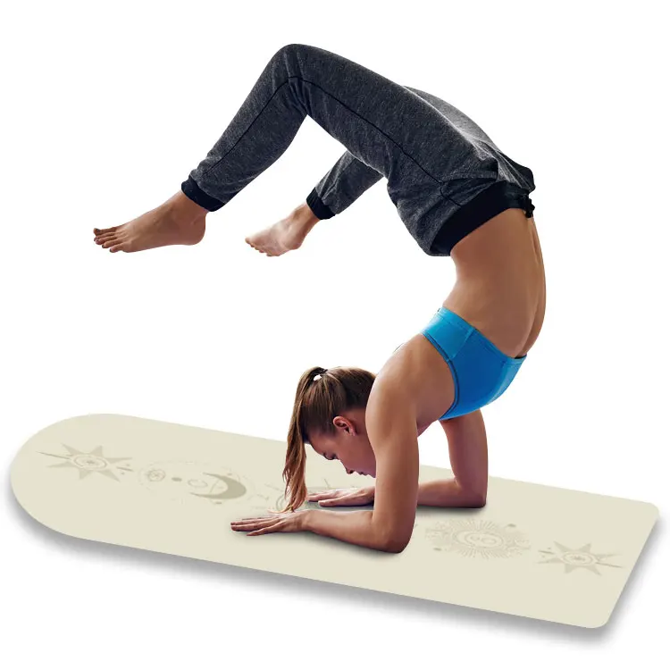 Miska New Design Pu Rubber Oval Yoga Mat Pilates Fitness Universal, Wholesale Custom Curve Arched Pu Yoga Mat