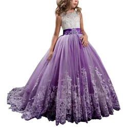 champagne kids ball gowns embroidery lace flower girls party dresses for wedding 2019 latest pageant dresses for kids