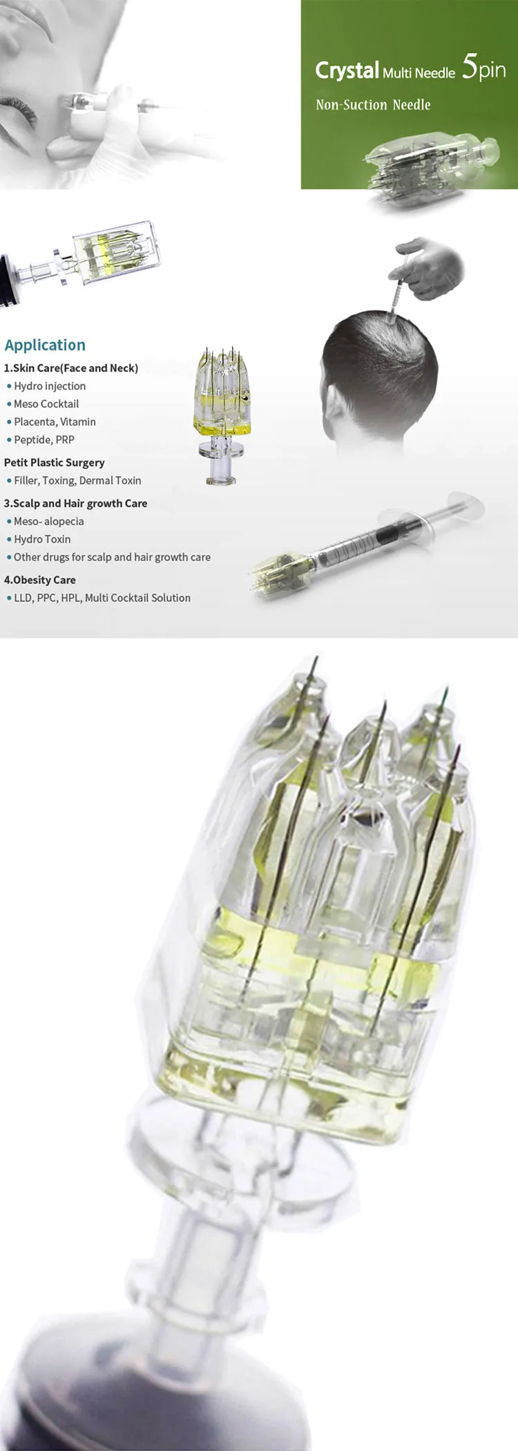 YanYi 5 игл Nanosoft мезотерапия Дерма фиттер 5 игл мульти иглы