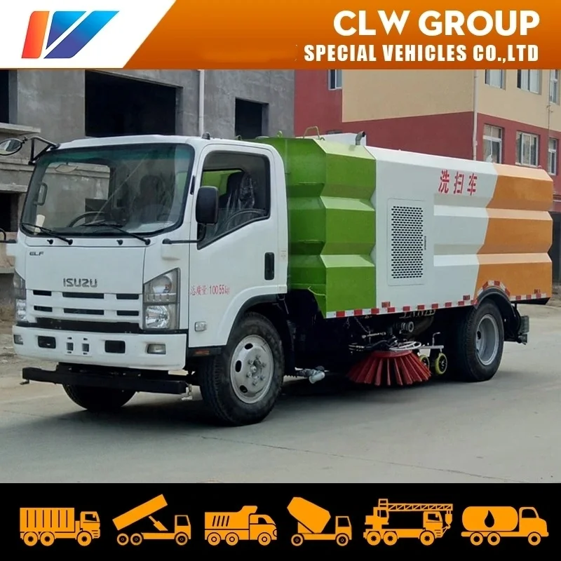 I-suzu 700p 4*2 190HP Multifunctional Sweeper and Washer Cleaner car 10tons Self Dump Road Washing and Sweeping Truck