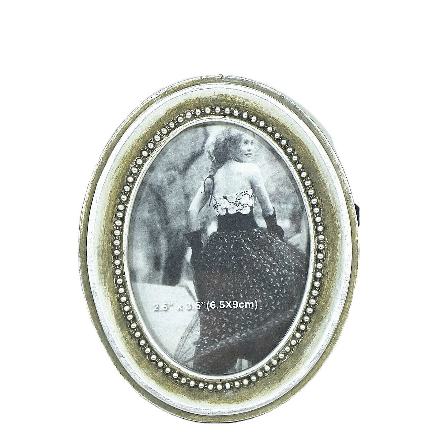 Vintage Silver Mini Photo Frame 2.5'x3.5' Resin Oval Shape Picture Sculpture Home Decor Tabletop Artificial Fruit Painting