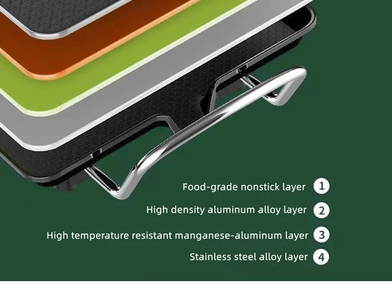 Многофункциональный Электрический бездымный гриль Алюминиевая антипригарная электрическая сковорода для