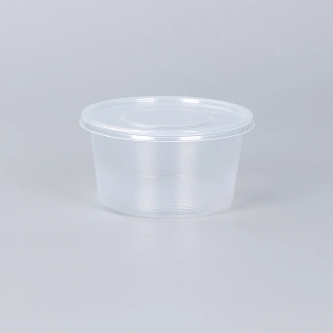 500ml Transparent Disposable Microwaveable Hot Soup Noodle Packing Bowl Cups To Go Pack Plastic Food Round Container With Lid