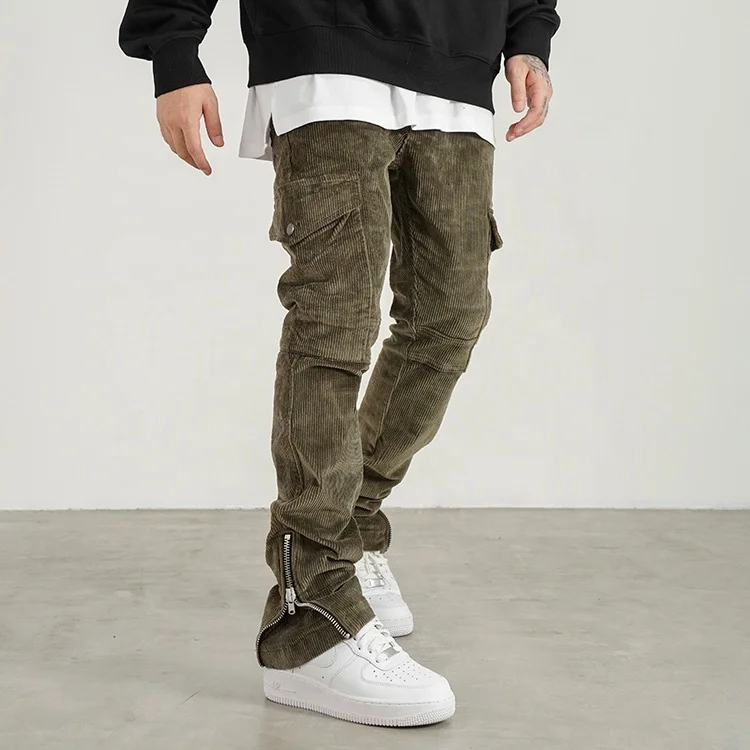 Factory selling corduroy pants men stock dropshipping high quality men cargo pants