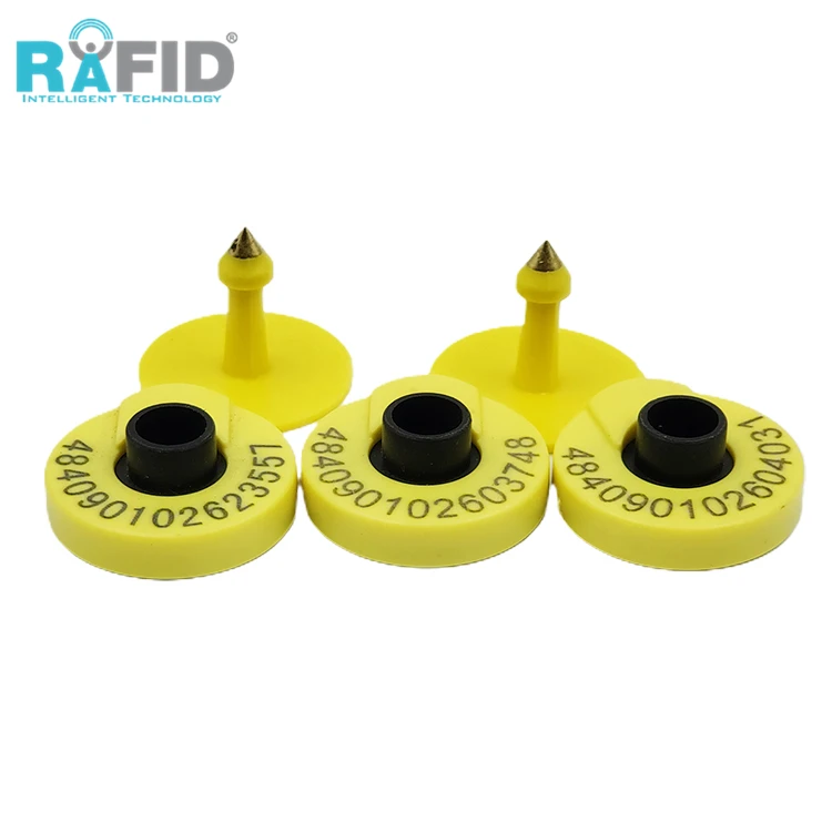 RAFID High Quality  livestock smart qr code rfid electronic ear tag  lf hf uhf rfid animal reusable ear tag em4305 chip