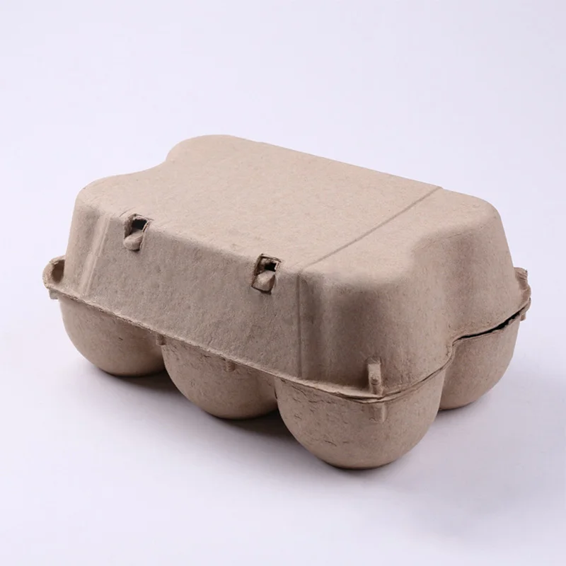 Pulp egg tray supermarket wholesale biodegradable egg pulp packaging tray box 6 hole