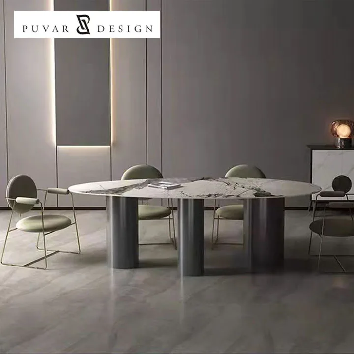 Marble stone table modern simple small apartment oval luxury stone design dining table