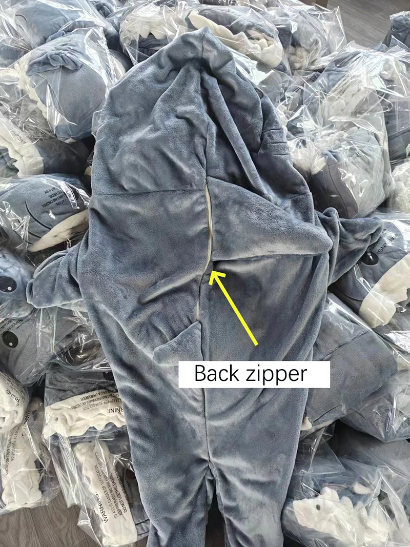 Soft Breathable Flannel Shark Blanket Hoodie Comfortable Sleeping Bag Role-Playing Feature Gift Flannel adult Animal Pajamas