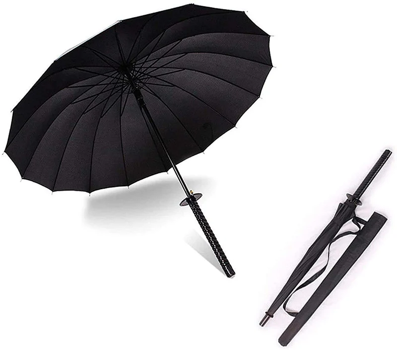 Auto Open Katana Sword long handle handle Strong Windproof Rain stick Japanese Samurai Umbrella with logo