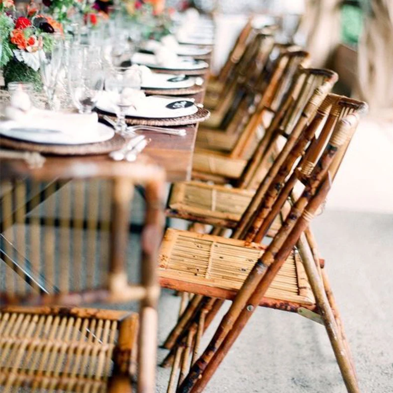 wholesales country wooden bamboo wedding chairs outdoor folding chair for event