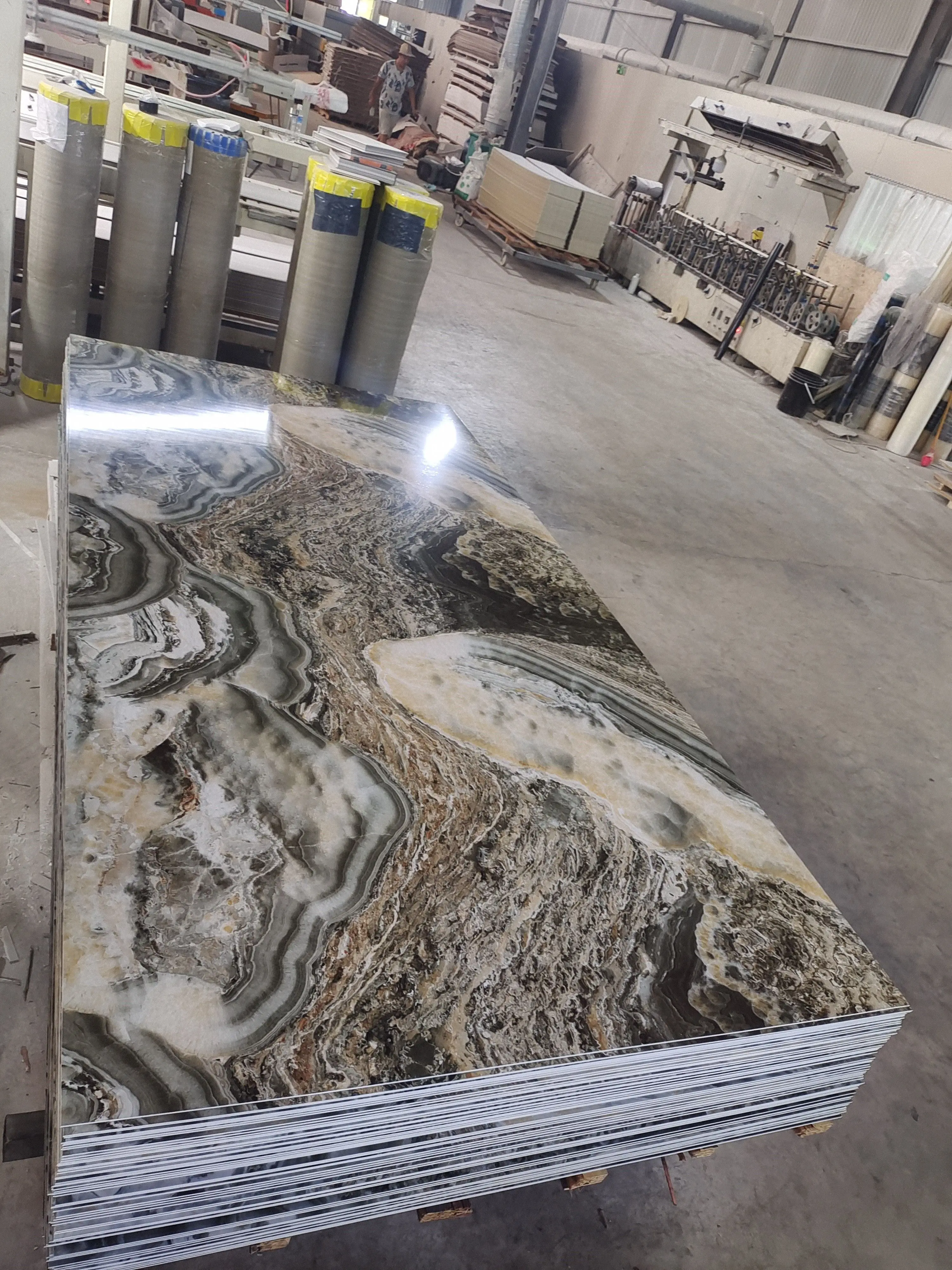 Commercial Building Alternative 3MM PVC Marble Pattern Wall Sheet UV Plastic Stone Composite Material Panel Board Type