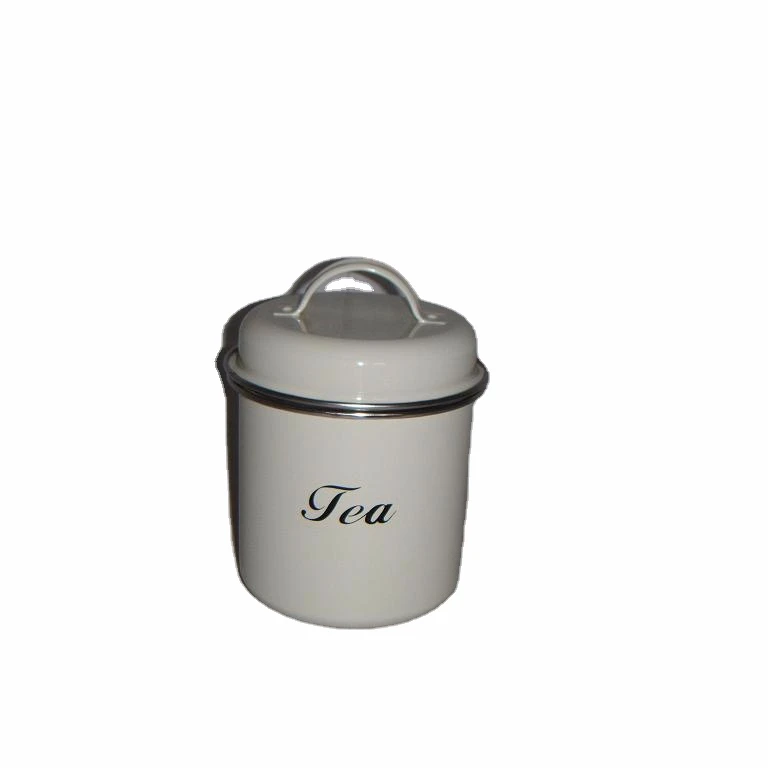 Wholesale assurance metal enamel coating customized kitchen air tight silicone ring storage canister metal stand canister set