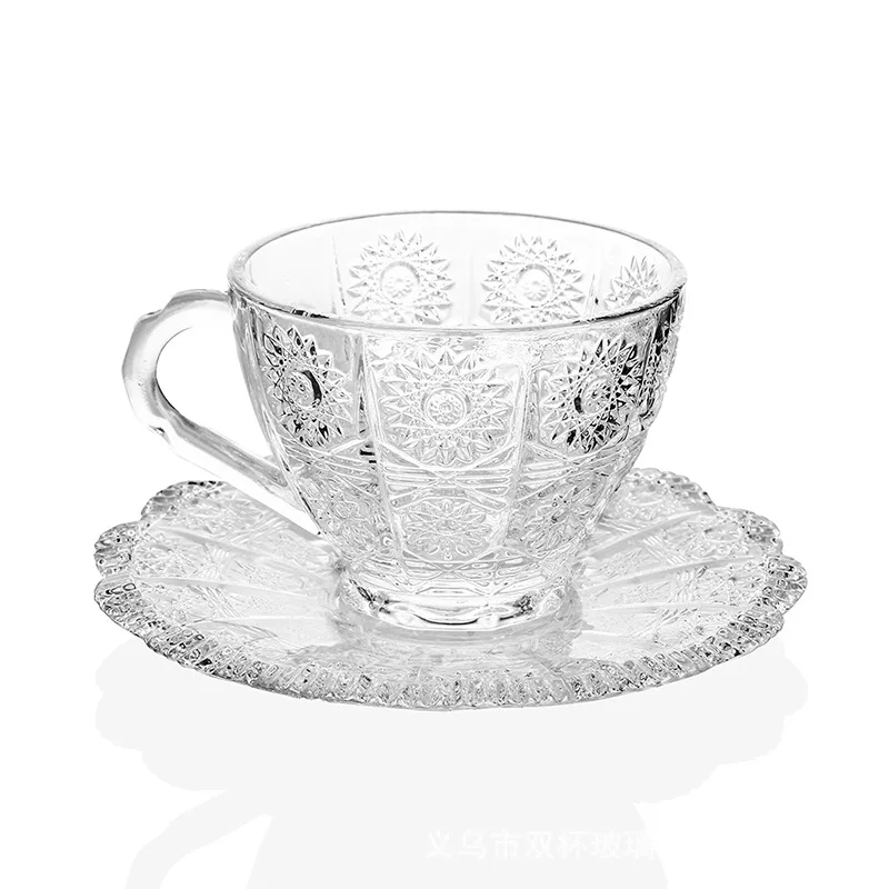 Стеклянные чайные чашки и блюдца, кофейные чашки для кофе, чая, молока, сока, мороженого