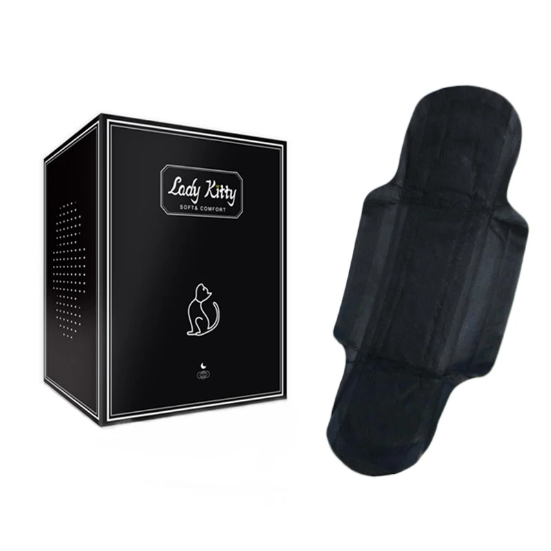 100% Cotton Soft Bamboo Natural Black Maternal Anion Sanitary Napkins Top Selling A Grade Woman Serviette Hygienique In Bulk