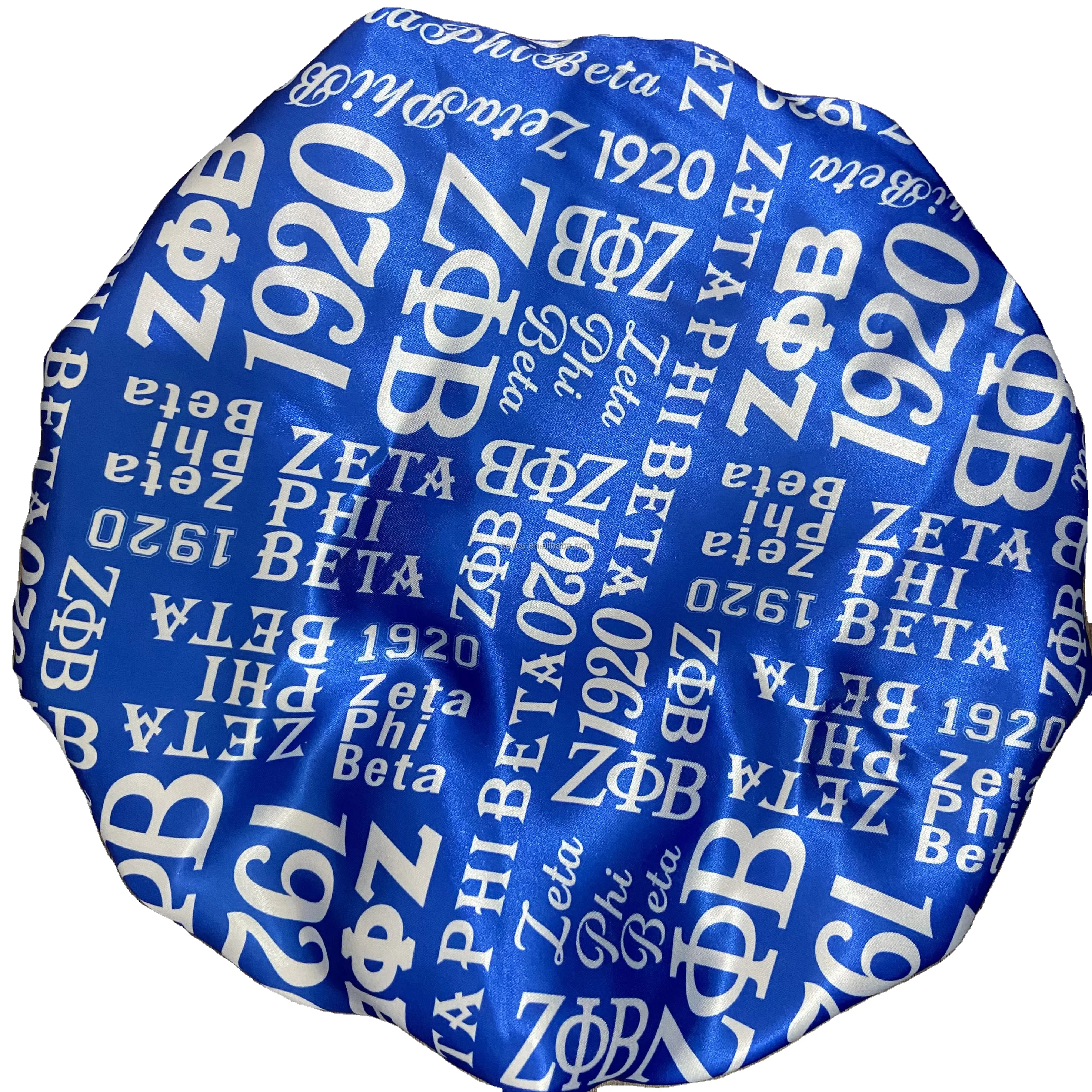 Zeta Phi Beta Greek Campus Sorority Hair Stain Bonnets Navy Blue ZOB 1920 Letters Night Sleep Hat for Lady