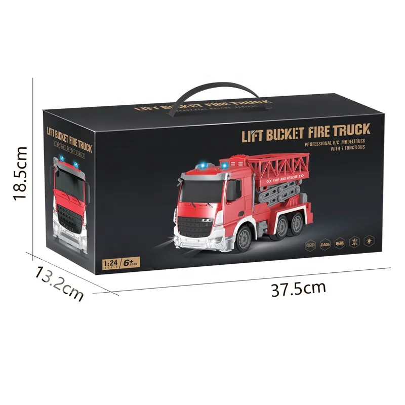 2.4G RC fire fighting truck toy 1:24 remote control rescue vehicle toy fire truck for kids