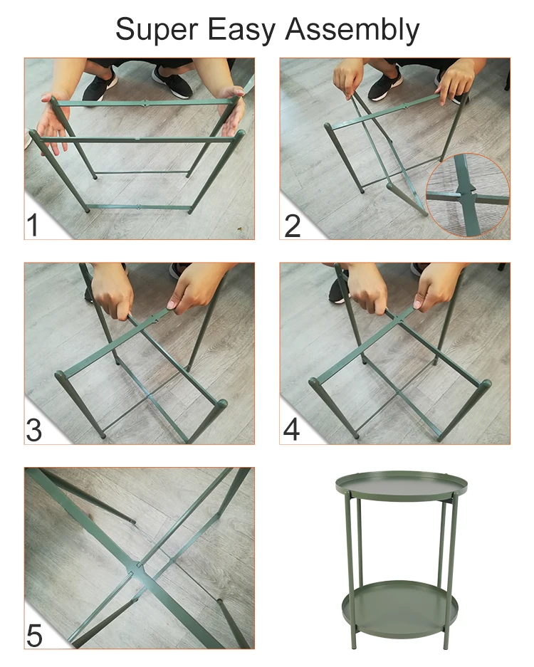 
Tray Metal End Table Round Side Sofa Table Gold Corner Coffee Snack Accent Table for Sofa Settee Bedroom Balcony and Office 