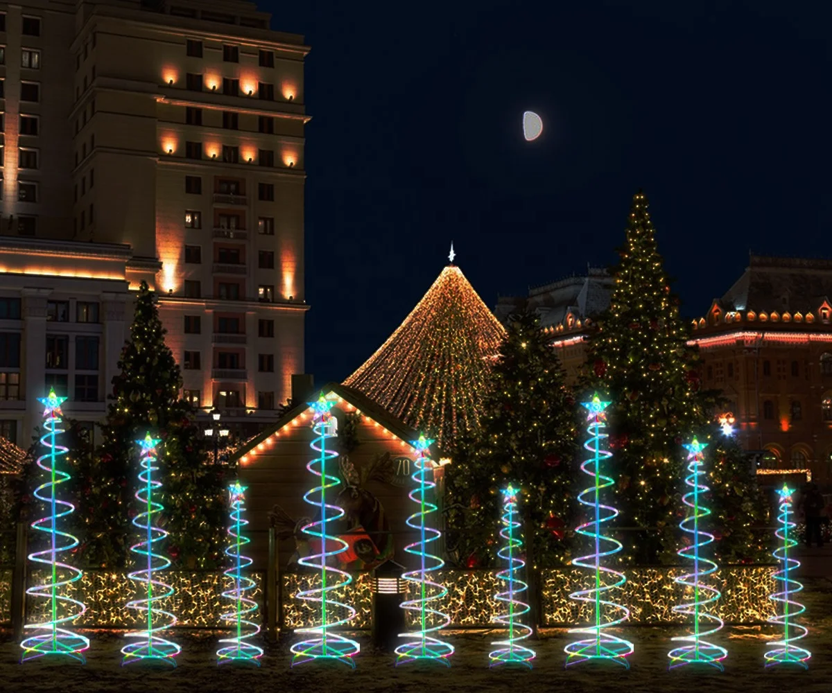 ANPU Пиксельная спиральная L5ft 6ft светодиодная Рождественская елка веревка с таймером и дистанционным управлением USB 4 фута RGB Освещение дерево