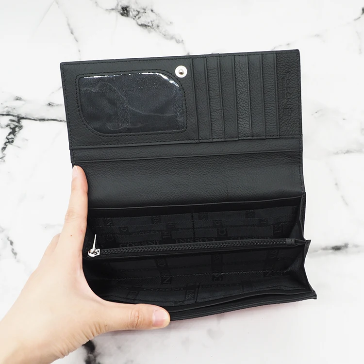 custom stone patent PU leather long wallet women purse clutch bag for ladies