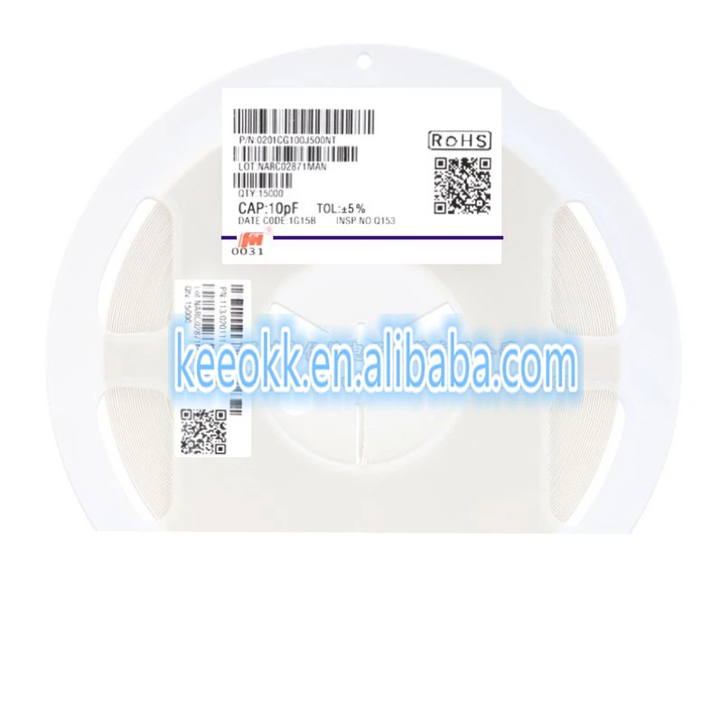 0201 patch capacitor 10pF(100) 5% 50V COG 0201CG100J500NT