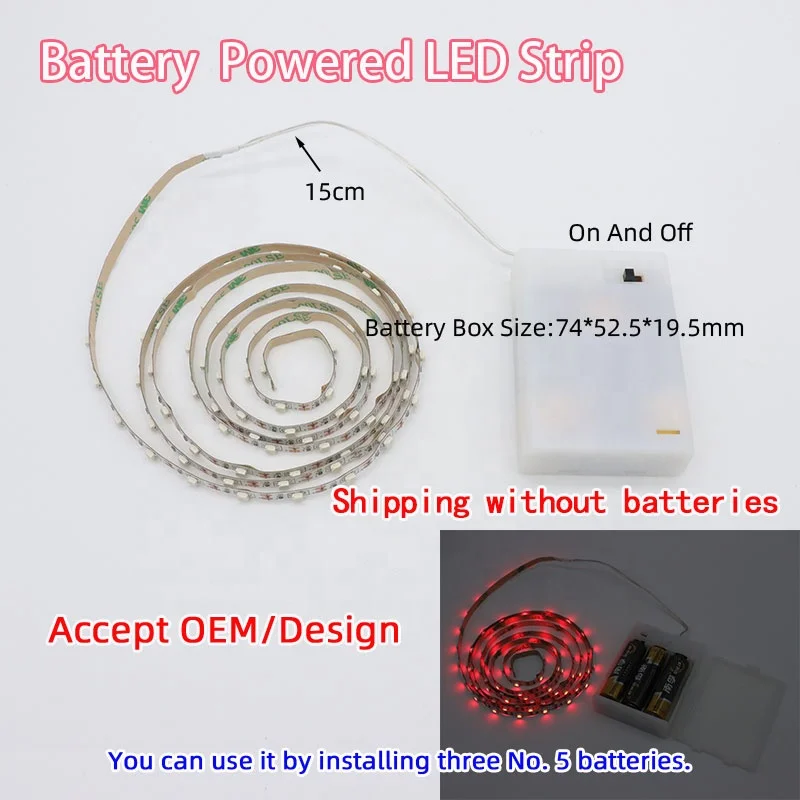 Аккумуляторная Светодиодная лента 0 5 м 1 метр 60 светодиодов/м В 2835SMD /3528SMD IP33 мм ширина с 3 * AA аккумуляторной батареи портативный