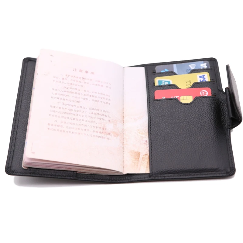 Hot Sale Rfid Blocking Travel Genuine Leather Personalized Passport Ticket Holder