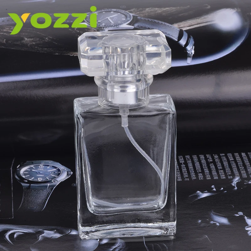 Perfume Bottle Yozzi Luxury Square Bottle Refillable For Body Spray Perfume Empty Custom 30ml/50ml Glass Material